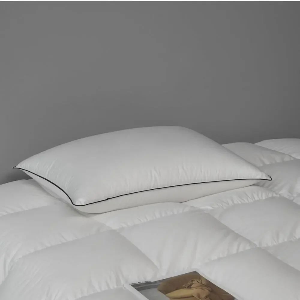 Luxury Premium Feather Down Fiber Pillows Standard Sz Fluffy Bed Pillows 480TC